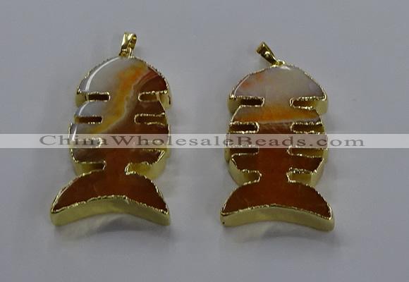 NGP3643 25*50mm - 28*55mm fishbone agate gemstone pendants