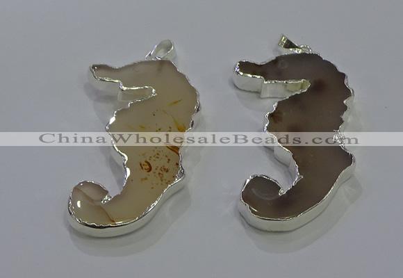 NGP3653 22*58mm - 25*55mm seahorse agate gemstone pendants