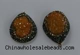 NGP3679 35*45mm teardrop plated druzy agate gemstone pendants