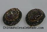 NGP3690 35*45mm oval plated druzy agate gemstone pendants