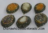 NGP3694 35*45mm freeform plated druzy agate gemstone pendants