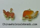 NGP3697 18*30mm - 22*35mm elephant druzy agate gemstone pendants