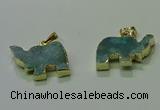 NGP3701 18*30mm - 22*35mm elephant druzy agate gemstone pendants