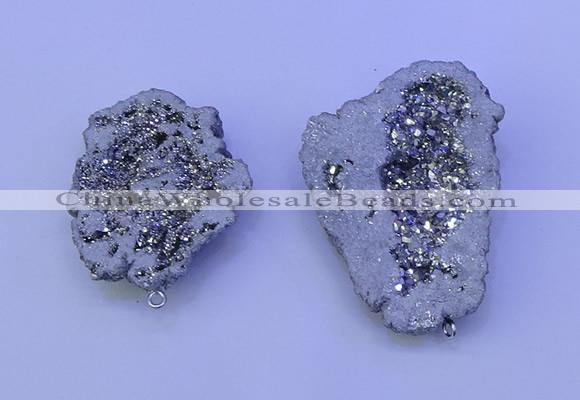 NGP3717 28*35mm - 40*45mm freeform plated druzy agate pendants