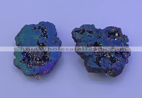 NGP3721 28*35mm - 40*45mm freeform plated druzy agate pendants