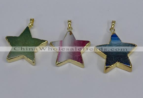 NGP3742 35*35mm star agate gemstone pendants wholesale