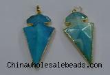 NGP3804 25*50mm - 28*55mm arrowhead agate gemstone pendants