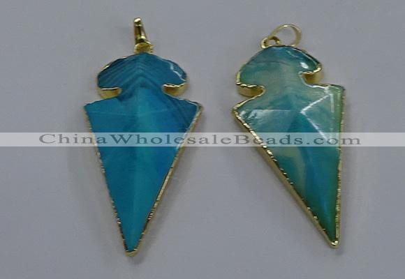 NGP3804 25*50mm - 28*55mm arrowhead agate gemstone pendants