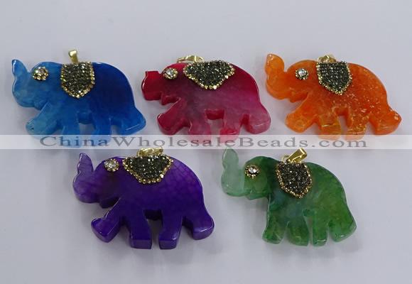 NGP3879 30*45mm - 35*50mm elephant agate pendants wholesale