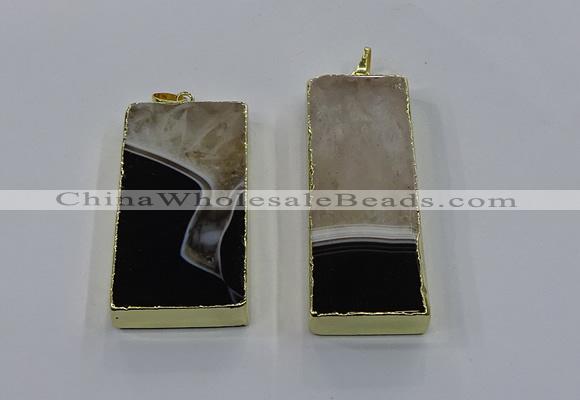 NGP3928 25*55mm - 30*60mm rectangle druzy agate pendants