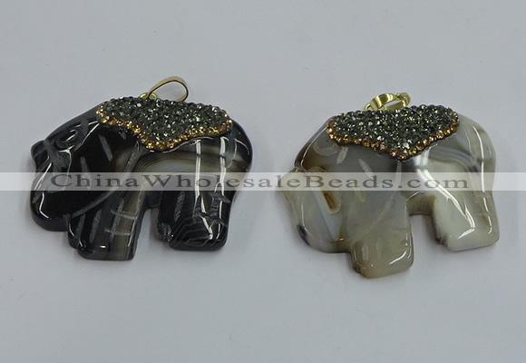 NGP3932 30*45mm - 35*50mm elephant agate pendants wholesale