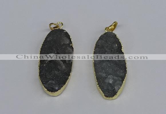 NGP3969 22*45mm - 25*50mm oval druzy agate pendants wholesale