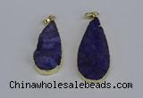 NGP3974 20*40mm - 25*50mm flat teardrop druzy agate pendants