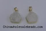 NGP4008 15*16mm freeform druzy quartz gemstone pendants