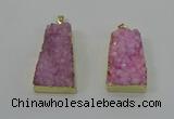 NGP4124 22*35mm - 24*40mm trapezoid druzy quartz pendants wholesale
