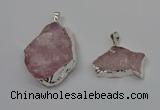 NGP4140 20*30mm - 35*45mm freeform rose quartz pendants wholesale