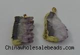 NGP4143 25*30mm - 30*35mm freeform druzy amethyst pendants