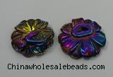 NGP4150 40*45mm - 50*55mm flower plated druzy agate pendants