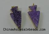 NGP4155 20*45mm - 22*48mm arrowhead druzy quartz pendants