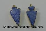 NGP4159 20*45mm - 22*48mm arrowhead druzy quartz pendants