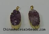 NGP4242 18*35mm oval druzy amethyst pendants wholesale