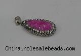 NGP4269 14*23mm flat teardrop plated quartz pendants wholesale