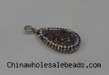 NGP4277 14*23mm flat teardrop plated quartz pendants wholesale