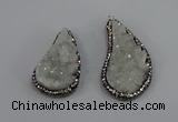 NGP4304 20*40mm - 25*50mm wing-shaped druzy quartz pendants