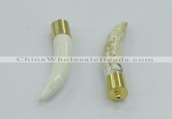 NGP4501 9*50mm - 9*55mm horn white turquoise pendants wholesale
