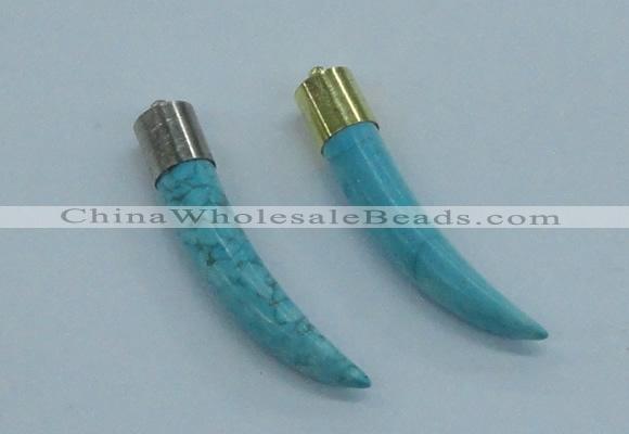 NGP4507 9*50mm - 9*55mm horn blue turquoise pendants wholesale