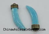 NGP4516 12*50mm - 12*55mm horn blue turquoise pendants wholesale