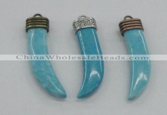 NGP4518 12*50mm - 12*55mm horn blue turquoise pendants wholesale