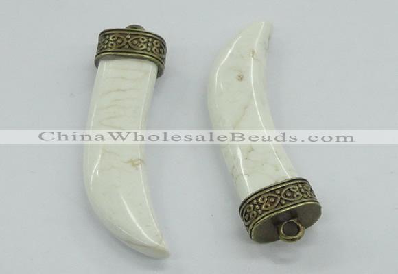 NGP4521 15*55mm - 15*60mm horn white turquoise pendants wholesale