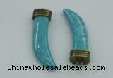 NGP4526 15*55mm - 15*60mm horn blue turquoise pendants wholesale