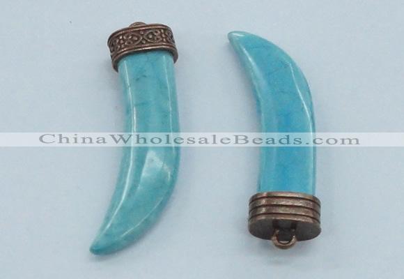NGP4527 15*55mm - 15*60mm horn blue turquoise pendants wholesale