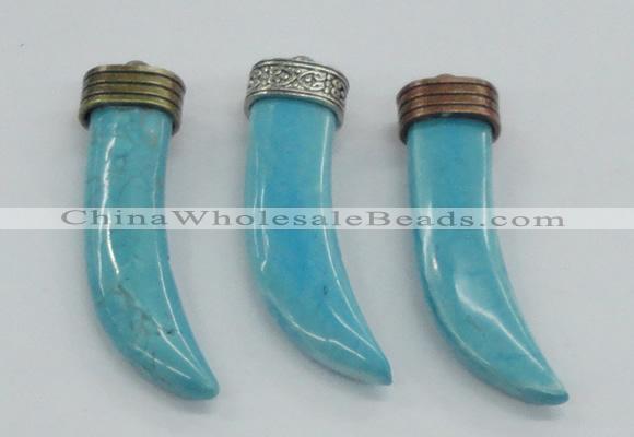 NGP4528 15*55mm - 15*60mm horn blue turquoise pendants wholesale