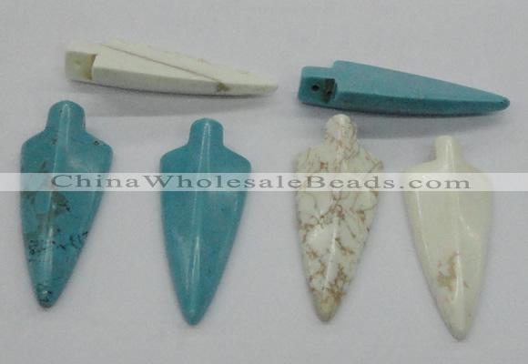 NGP4534 21*52mm - 22*55mm arrowhead turquoise pendants wholesale