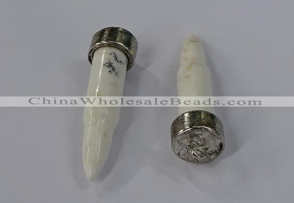 NGP4536 15*52mm bullet-shaped white howlite turquoise pendants