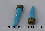 NGP4541 15*52mm bullet-shaped white howlite turquoise pendants