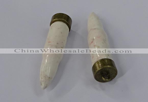 NGP4545 15*62mm bullet-shaped white howlite turquoise pendants