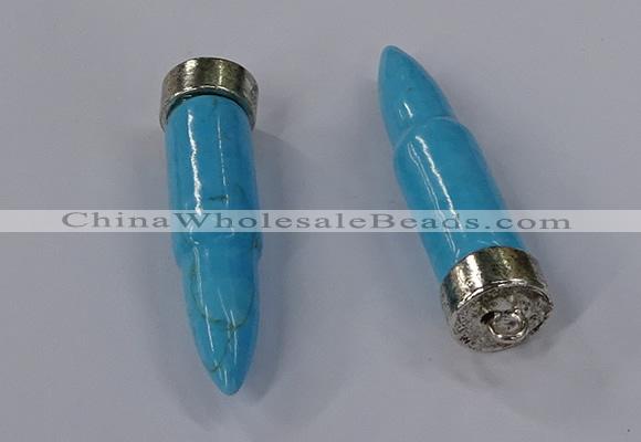 NGP4548 15*62mm bullet-shaped white howlite turquoise pendants