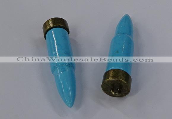 NGP4549 15*62mm bullet-shaped white howlite turquoise pendants