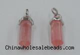 NGP5003 8*30mm sticks cherry quartz gemstone pendants wholesale