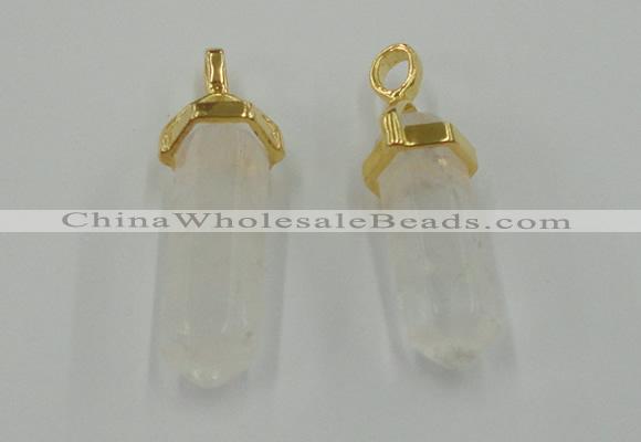 NGP5026 8*30mm sticks white crystal gemstone pendants wholesale