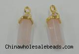 NGP5027 8*30mm sticks rose quartz gemstone pendants wholesale