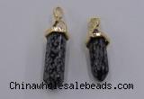 NGP5046 8*30mm sticks snowflake obsidian pendants wholesale