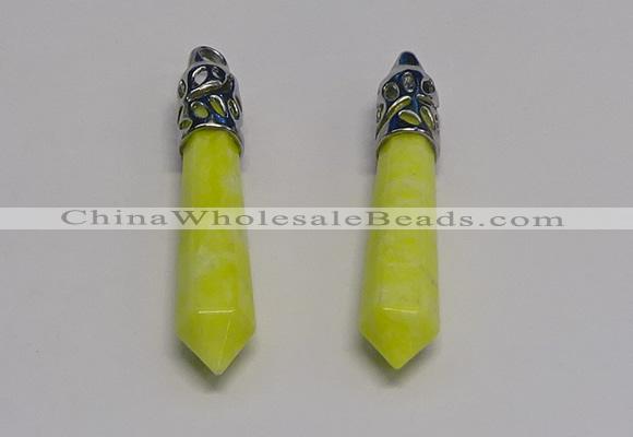 NGP5417 10*65mm sticks lemon jade gemstone pendants wholesale