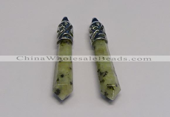 NGP5419 10*65mm sticks kiwi jasper pendants wholesale