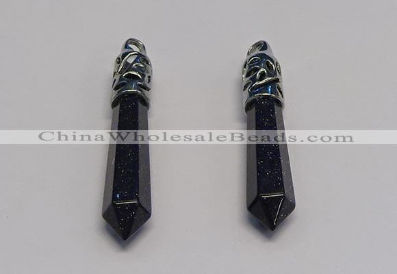 NGP5425 10*65mm sticks blue goldstone pendants wholesale