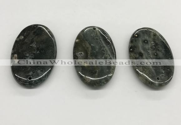NGP5514 30*50mm oval ocean agate pendants wholesale